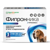 Фипронника таблетки для собак массой 10-20 кг, 3 таб.