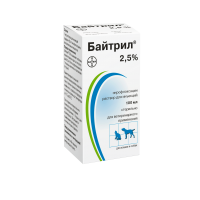 Байтрил 2,5% раствор для инъекций, флак. 100 мл