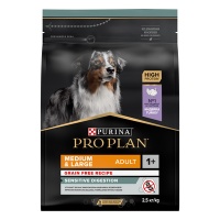 Pro Plan GrainFree сухой корм для собак ср.пород с чувст.пищеварением индейка