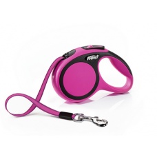 FLEXI New Comfort S Tape 5 m Поводок-рулетка, лента, черный/розовый, до 15 кг
