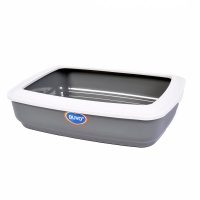DUVO+ Туалет для кошек с рамкой "Мауи", серый, 50х38х12см