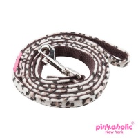 PINKAHOLIC Поводок для собак "Leo Pug", коричневый, 140х1,5см