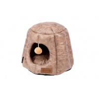SCRUFFS Лежак-домик для кошек "Knightsbridge Cat Igloo", экокожа, шоколадный, 48x48x38см