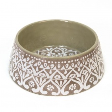 TARHONG Миска для животных "Boho Medallion", белая с рисунком, 18х18х7,1см (590мл)