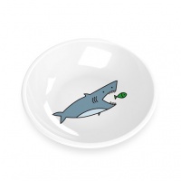 TARHONG Миска для животных "Shark", белая с рисунком, 13,3х2,8см (180мл)