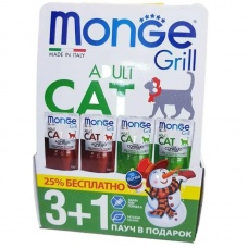 Monge Новогодний набор Cat Grill Pouch для кошек 3+1