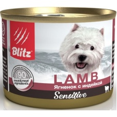Blitz Sensitiveконсервы для собак паштет Ягненок с индейкой, 200 г