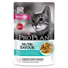 Pro Plan Pouch консервы для кошек с чувствительным пищеварением в соусе океаническая рыба