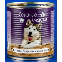 Собачье счастье консервы для собак Говяжьи потрошки с овощами